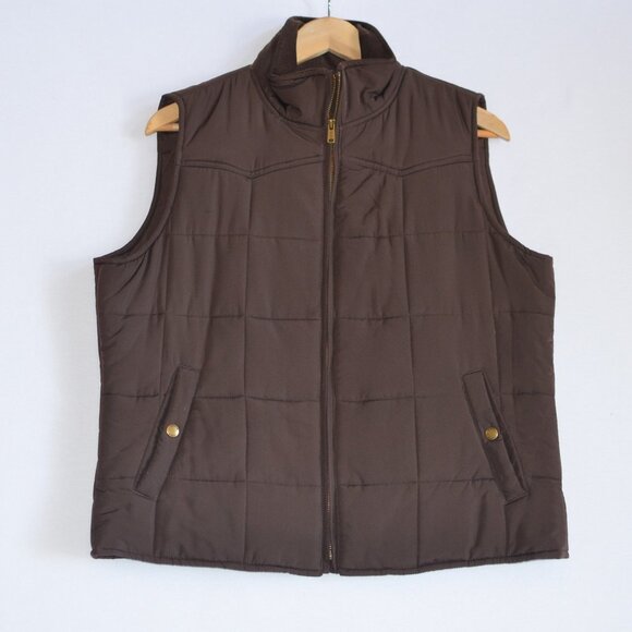 Chaps Quilted Vest Brown - Womens Size Large - Picture 1 of 4